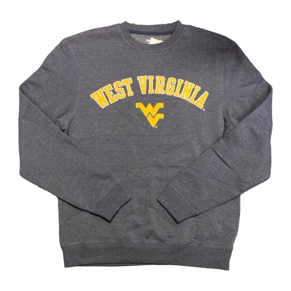 Navy/West Virginia - Captivating Men's Soft Long Sleeve NCAA Team Logo Crew Neck